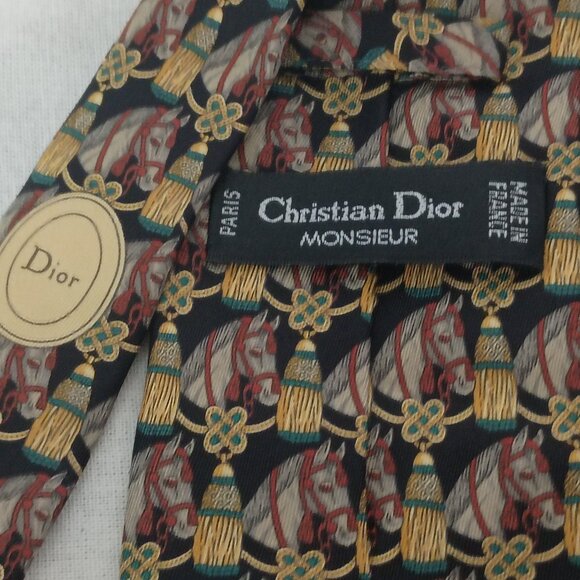 ❤️LOT 3 FENDI CHRISTIAN DIOR VALENTINO NECK TIES Horse Tassel Paisley and Dots - Picture 4 of 12
